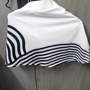 Elegant Black and White Striped Skater Skirt